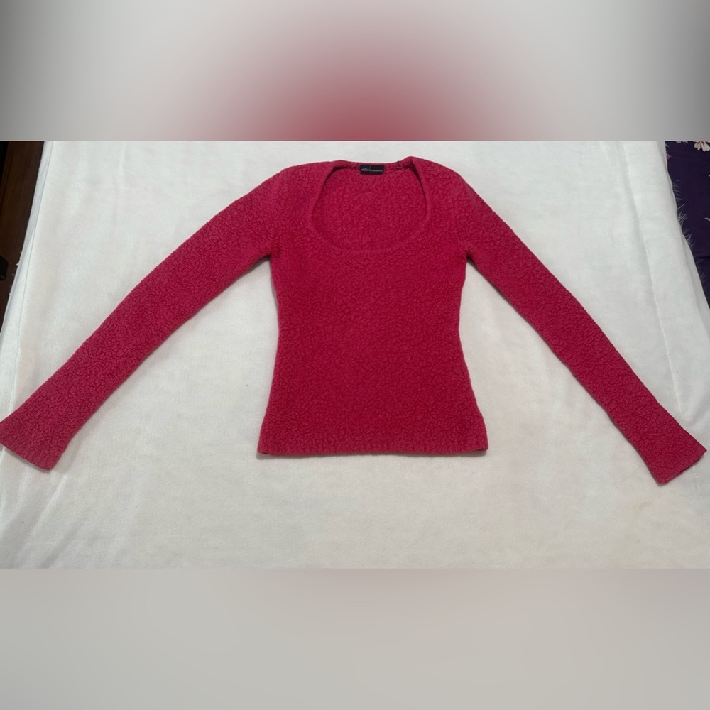 Pink Round Neck Long Sleeve Sweater